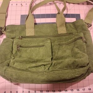 Army Green Corduroy Tote Bag